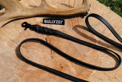 Lederleine Spezial geflochten 13mm x 1,5m mit Schlaufe schwarz